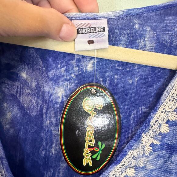 SHORELINE Swim Cover Up 2XL Kaftan Tie Dye Lace Up Tassel Boho Summer Blue NWT - Picture 7 of 7